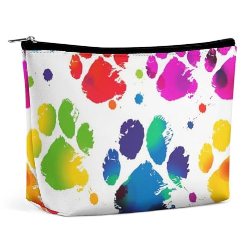 LYHVSFJW Kosmetiktasche, Make-up-Tasche für Damen, tragbare Make-up-Tasche, grüne Pfauenfedern, Make-up-Kulturbeutel für Reisezubehör, Bunte Hundepfotenabdruck., Einheitsgröße LYHVSFJW Kosmetiktasche, Make-up-Tasche für Damen, tragbare Make-up-Tasche, grüne Pfauenfedern, Make-up-Kulturbeutel für Reisezubehör, Bunte Hundepfotenabdruck., Einheitsgröße von LYHVSFJW