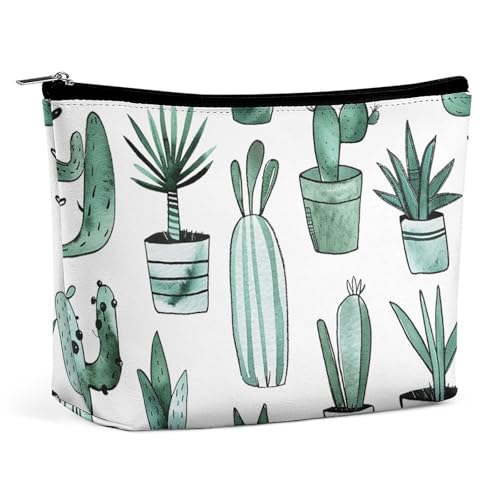 LYHVSFJW Kosmetiktasche, Make-up-Tasche für Damen, tragbare Make-up-Tasche, grüne Pfauenfedern, Make-up-Kulturbeutel für Reisezubehör, Kakteen und Sukkulenten, Einheitsgröße LYHVSFJW Kosmetiktasche, Make-up-Tasche für Damen, tragbare Make-up-Tasche, grüne Pfauenfedern, Make-up-Kulturbeutel für Reisezubehör, Kakteen und Sukkulenten, Einheitsgröße von LYHVSFJW