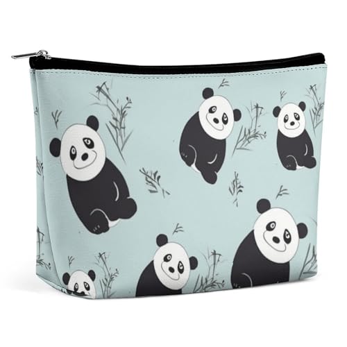 LYHVSFJW Kosmetiktasche, Make-up-Tasche für Damen, tragbare Make-up-Tasche, lila und rosa, Reise-Kulturbeutel für Reisezubehör, Cartoon-Pandabär, Einheitsgröße von LYHVSFJW