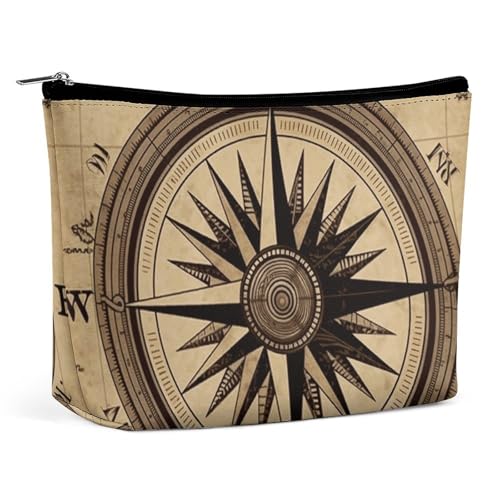 LYHVSFJW Kosmetiktasche, Make-up-Tasche für Damen, tragbare Make-up-Tasche, lila und rosa, Reise-Kulturbeutel für Reisezubehör, Kompass Windstraßenkarte, Einheitsgröße von LYHVSFJW