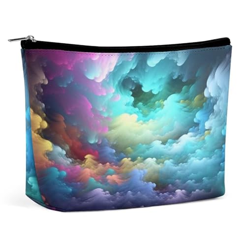 LYHVSFJW Kosmetiktasche, Make-up-Tasche für Damen, tragbare Make-up-Tasche, niedlicher Pinguin-Druck, Reise-Kulturbeutel für Reisezubehör, Bunte Wolke, Einheitsgröße von LYHVSFJW