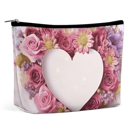 LYHVSFJW Kosmetiktasche, Make-up-Tasche für Damen, tragbare Make-up-Tasche, niedlicher Pinguin-Druck, Reise-Kulturbeutel für Reisezubehör, Herzförmige Blumen, Einheitsgröße LYHVSFJW Kosmetiktasche, Make-up-Tasche für Damen, tragbare Make-up-Tasche, niedlicher Pinguin-Druck, Reise-Kulturbeutel für Reisezubehör, Herzförmige Blumen, Einheitsgröße von LYHVSFJW