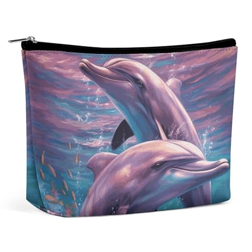 LYHVSFJW Kosmetiktasche, Make-up-Tasche für Damen, tragbare Make-up-Tasche, niedliches Faultier-Make-up-Koffer, Reise-Kulturbeutel für Reisezubehör, Delfine Art, Einheitsgröße LYHVSFJW Kosmetiktasche, Make-up-Tasche für Damen, tragbare Make-up-Tasche, niedliches Faultier-Make-up-Koffer, Reise-Kulturbeutel für Reisezubehör, Delfine Art, Einheitsgröße von LYHVSFJW