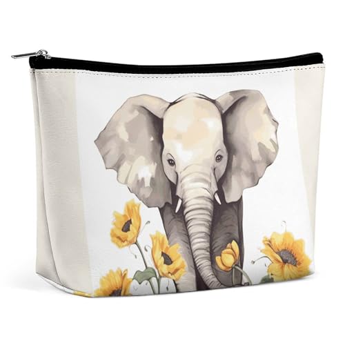 LYHVSFJW Kosmetiktasche, Make-up-Tasche für Damen, tragbare Make-up-Tasche, niedliches Faultier-Make-up-Koffer, Reise-Kulturbeutel für Reisezubehör, Elefant und Sonnenblume, Einheitsgröße LYHVSFJW Kosmetiktasche, Make-up-Tasche für Damen, tragbare Make-up-Tasche, niedliches Faultier-Make-up-Koffer, Reise-Kulturbeutel für Reisezubehör, Elefant und Sonnenblume, Einheitsgröße von LYHVSFJW