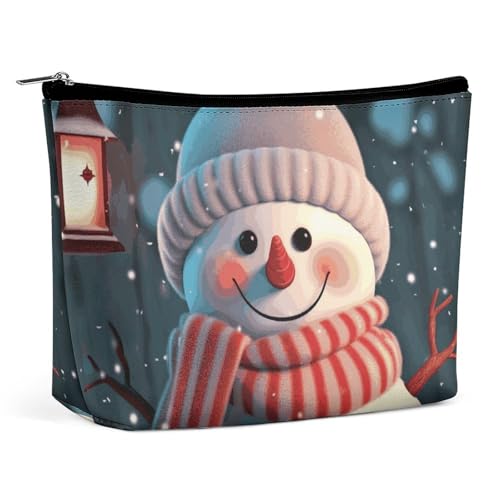 LYHVSFJW Kosmetiktasche, Make-up-Tasche für Damen, tragbare Make-up-Tasche, niedliches Faultier-Make-up-Koffer, Reise-Kulturbeutel für Reisezubehör, Niedlicher Schneemann, Einheitsgröße von LYHVSFJW