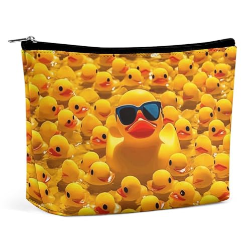 LYHVSFJW Kosmetiktasche, Make-up-Tasche für Damen, tragbare Make-up-Tasche, weiße Blumen, Make-up-Tasche, Reise-Kulturbeutel für Reisezubehör, Gelbe Ente mit Sonnenbrille, Einheitsgröße LYHVSFJW Kosmetiktasche, Make-up-Tasche für Damen, tragbare Make-up-Tasche, weiße Blumen, Make-up-Tasche, Reise-Kulturbeutel für Reisezubehör, Gelbe Ente mit Sonnenbrille, Einheitsgröße von LYHVSFJW