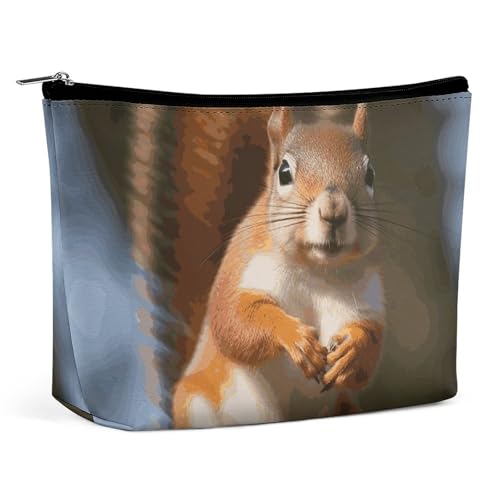 LYHVSFJW Kosmetiktasche, Make-up-Tasche für Damen, tragbare Make-up-Tasche, zwei rote Flamingos, Make-up-Tasche, Reise-Kulturbeutel für Reisezubehör, Lustiges Eichhörnchen-Tier, Einheitsgröße von LYHVSFJW