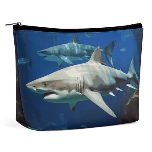 LYHVSFJW Kosmetiktasche, Make-up-Tasche für Damen, tragbare Make-up-Tasche, zwei rote Flamingos, Make-up-Tasche, Reise-Kulturbeutel für Reisezubehör, Zwei weiße Haie, Einheitsgröße LYHVSFJW Kosmetiktasche, Make-up-Tasche für Damen, tragbare Make-up-Tasche, zwei rote Flamingos, Make-up-Tasche, Reise-Kulturbeutel für Reisezubehör, Zwei weiße Haie, Einheitsgröße von LYHVSFJW