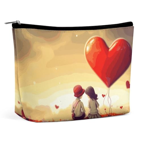 LYHVSFJW Kosmetiktasche, Make-up-Tasche für Damen, tragbare Make-up-Tasche mit Zwergspitz, Reise-Kulturbeutel für Reisezubehör, Liebespaar, Einheitsgröße LYHVSFJW Kosmetiktasche, Make-up-Tasche für Damen, tragbare Make-up-Tasche mit Zwergspitz, Reise-Kulturbeutel für Reisezubehör, Liebespaar, Einheitsgröße von LYHVSFJW