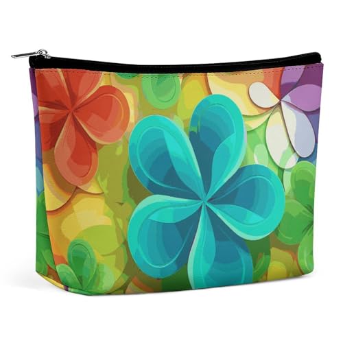 LYHVSFJW Kosmetiktasche für Damen, tragbare Make-up-Tasche für den Strand, mit Surfbrett-Make-up-Koffer, Reise-Kulturbeutel für Reisezubehör, Regenbogen-Kreis-Kleeblatt, Einheitsgröße von LYHVSFJW