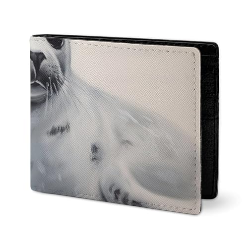 LYHVSFJW Leder Geldbörse Herren Portemonnaie Portemonnaie Elegante Geldbörse Damen Slim Dünn Pfirsich Braun Portemonnaie Zweifach Portemonnaie mit Kartenhalter, Harfenmalerei, one size von LYHVSFJW