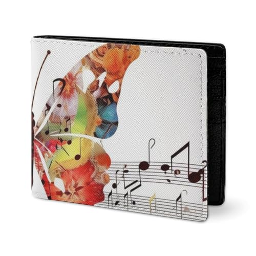 LYHVSFJW Leder Geldbörse Herren Portemonnaie Portemonnaie Elegante Geldbörse Damen Slim Dünn Pfirsich Braun Portemonnaie Zweifach Portemonnaie mit Kartenhalter, Schmetterling mit Musik, one size von LYHVSFJW