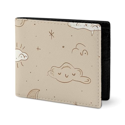 LYHVSFJW Leder Geldbörse Herren elegant für Damen - dünn und dünn - beige - einfach kritzelnd - Kartenhalter, Beige Simple Doodle, one size von LYHVSFJW