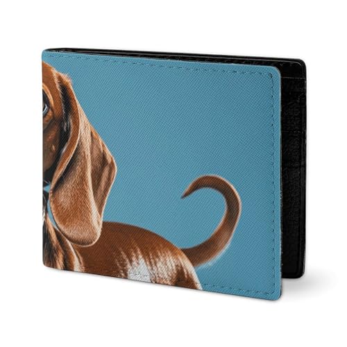 LYHVSFJW Leder Geldbörse Herren elegant für Damen - dünn und dünn - beige - einfach kritzelnd - Kartenhalter, Dackel Weiner Pet Dog, one size von LYHVSFJW