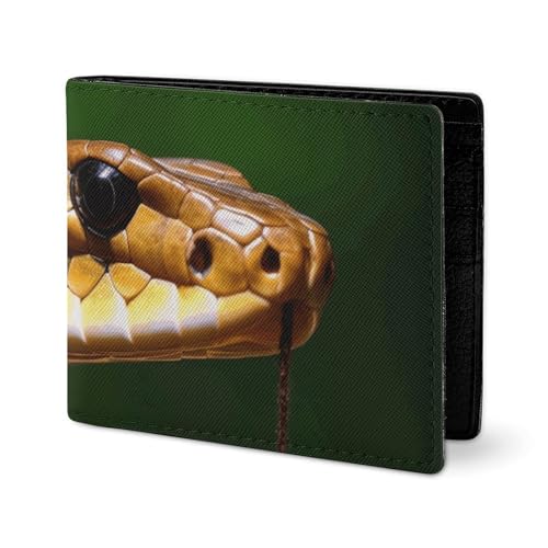 LYHVSFJW Ledergeldbörse für Herren, lustige Haustier-Katze, stilvolle kleine Münzbörse für Damen, schlanke und dünne Bifold Geldbörse mit Fach Kartenhalter, Cobra Schlange, Einheitsgröße von LYHVSFJW