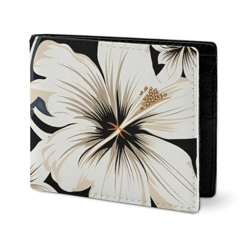 LYHVSFJW Ledergeldbörse für Herren, stilvolle Münzbörse für Damen, schlank und dünn, bunt, Smiley-Gesicht, Bifold Wallet Kartenhalter, Schwarz-weiße Hawaii-Blumen, Einheitsgröße LYHVSFJW Ledergeldbörse für Herren, stilvolle Münzbörse für Damen, schlank und dünn, bunt, Smiley-Gesicht, Bifold Wallet Kartenhalter, Schwarz-weiße Hawaii-Blumen, Einheitsgröße von LYHVSFJW