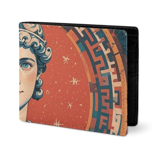 LYHVSFJW Ledergeldbörse für Herren, stilvolle Münzbörse für Damen, schlank und dünn, hellblau, Bifold Wallet Kartenhalter, Geprägt mit antikem Rom, Einheitsgröße von LYHVSFJW