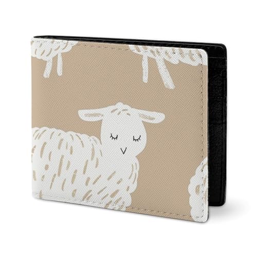 LYHVSFJW Ledergeldbörse für Herren, stilvolle Münzbörse für Damen, schlank und dünn, helles Pfirsich und Braun, Bifold Wallet Kartenhalter, Doodle Style Sheep, Einheitsgröße LYHVSFJW Ledergeldbörse für Herren, stilvolle Münzbörse für Damen, schlank und dünn, helles Pfirsich und Braun, Bifold Wallet Kartenhalter, Doodle Style Sheep, Einheitsgröße von LYHVSFJW
