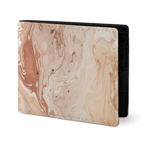 LYHVSFJW Ledergeldbörse für Herren, stilvolle Münzbörse für Damen, schlank und dünn, helles Pfirsich und Braun, Bifold Wallet Kartenhalter, Helles Pfirsich und Braun, Einheitsgröße von LYHVSFJW