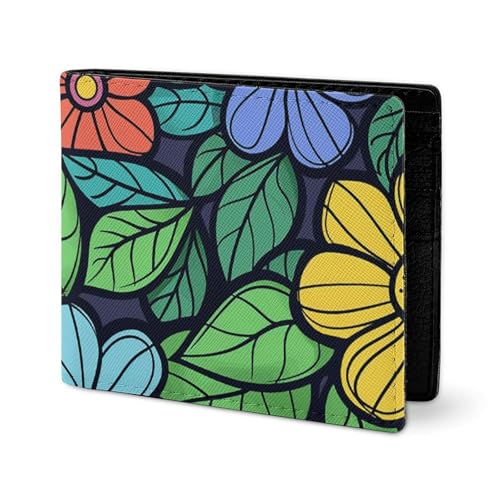 LYHVSFJW Ledergeldbörse für Herren, stilvolle Münzbörse für Damen, schlank und dünn, hellgelb, Bifold Wallet Kartenhalter, Grüne Blätter, Graffiti-Kunst, Einheitsgröße LYHVSFJW Ledergeldbörse für Herren, stilvolle Münzbörse für Damen, schlank und dünn, hellgelb, Bifold Wallet Kartenhalter, Grüne Blätter, Graffiti-Kunst, Einheitsgröße von LYHVSFJW