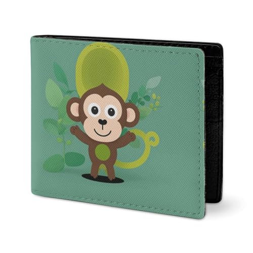 LYHVSFJW Ledergeldbörse für Herren, stilvolle Münzbörse für Damen, schlank und dünn, niedlicher Tierkopf, Bifold Wallet Kartenhalter, Cartoon Affe, Einheitsgröße LYHVSFJW Ledergeldbörse für Herren, stilvolle Münzbörse für Damen, schlank und dünn, niedlicher Tierkopf, Bifold Wallet Kartenhalter, Cartoon Affe, Einheitsgröße von LYHVSFJW