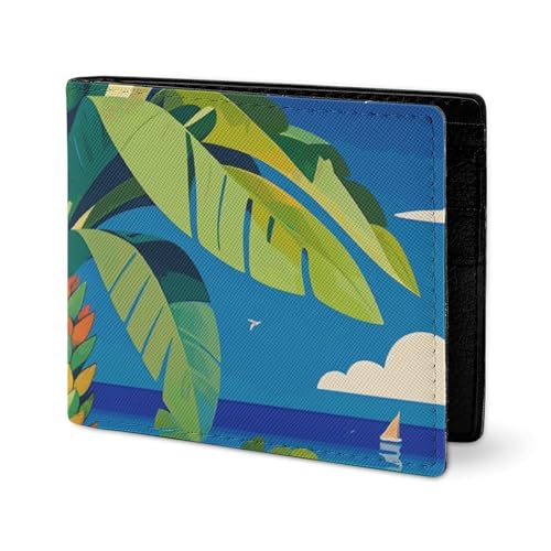 LYHVSFJW Ledergeldbörse für Herren, stilvolle Münzbörse für Damen, schlank und dünn, niedlicher Tierkopf, Bifold Wallet Kartenhalter, Tropische Strandpflanze, Einheitsgröße LYHVSFJW Ledergeldbörse für Herren, stilvolle Münzbörse für Damen, schlank und dünn, niedlicher Tierkopf, Bifold Wallet Kartenhalter, Tropische Strandpflanze, Einheitsgröße von LYHVSFJW