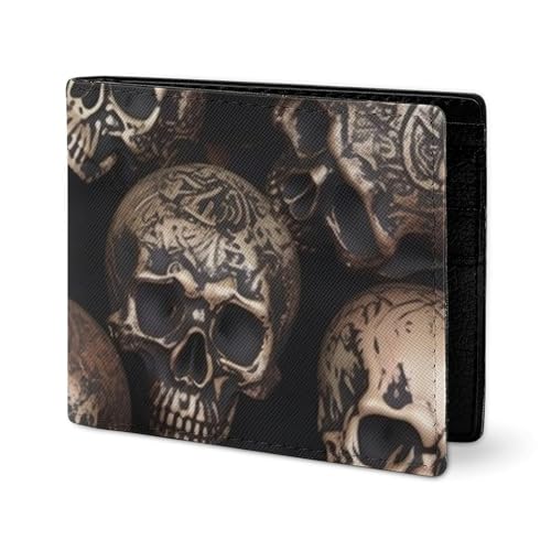 LYHVSFJW Ledergeldbörse für Herren, stilvolle Münzbörse für Damen, schlank und dünn, schöne weiße blaue Blumen, Bifold Wallet Kartenhalter, Viele Totenköpfe kommen zusammen, Einheitsgröße LYHVSFJW Ledergeldbörse für Herren, stilvolle Münzbörse für Damen, schlank und dünn, schöne weiße blaue Blumen, Bifold Wallet Kartenhalter, Viele Totenköpfe kommen zusammen, Einheitsgröße von LYHVSFJW