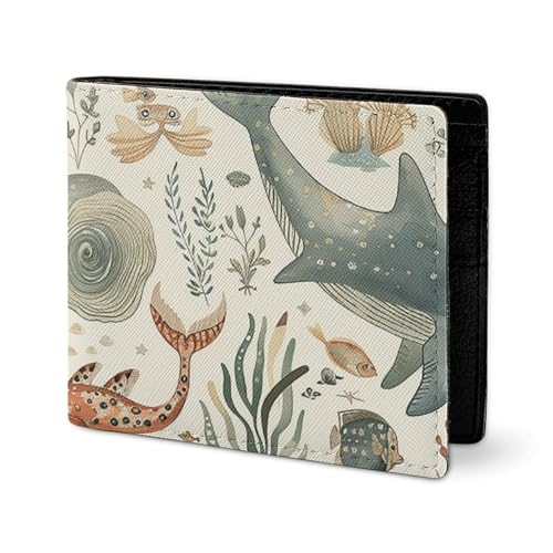 LYHVSFJW Ledergeldbörse für Herren, stilvolle Münzbörse für Damen, schlank und dünn, senfgelb und braun, Bifold Wallet Kartenhalter, Meerestiermuster, Einheitsgröße LYHVSFJW Ledergeldbörse für Herren, stilvolle Münzbörse für Damen, schlank und dünn, senfgelb und braun, Bifold Wallet Kartenhalter, Meerestiermuster, Einheitsgröße von LYHVSFJW