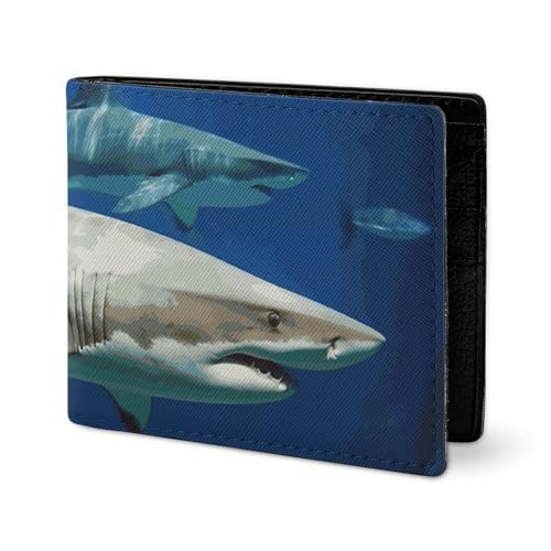 LYHVSFJW Ledergeldbörse für Herren, stilvolle Münzbörse für Damen, schlank und dünn, zwei rote Flamingos, Bifold Wallet Kartenhalter, Zwei weiße Haie, Einheitsgröße LYHVSFJW Ledergeldbörse für Herren, stilvolle Münzbörse für Damen, schlank und dünn, zwei rote Flamingos, Bifold Wallet Kartenhalter, Zwei weiße Haie, Einheitsgröße von LYHVSFJW