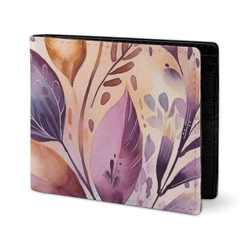 LYHVSFJW Ledergeldbörse für Herren, stilvolle Münzbörse für Damen, schlanke und dünne Blumen- und Blattmuster, Bifold Wallet Kartenhalter, Blumen- und Blattmuster, Einheitsgröße von LYHVSFJW