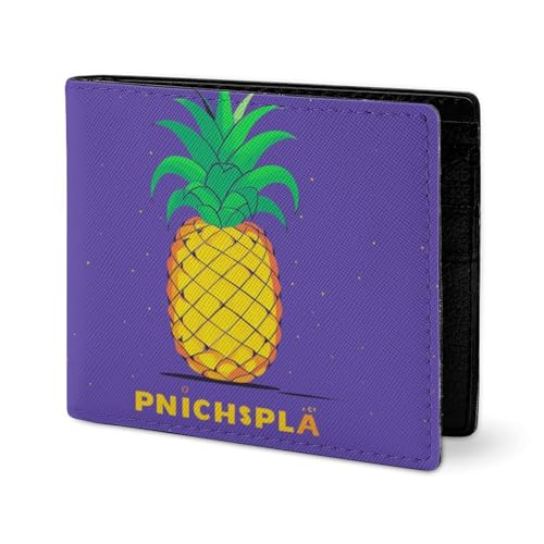 LYHVSFJW Ledergeldbörse für Herren, stilvolle Münzgeldbörse für Damen, schlank und dünn, Cartoon, niedlicher Otter, Bifold Wallet Kartenhalter, Psych Ananas Zitat, Einheitsgröße von LYHVSFJW