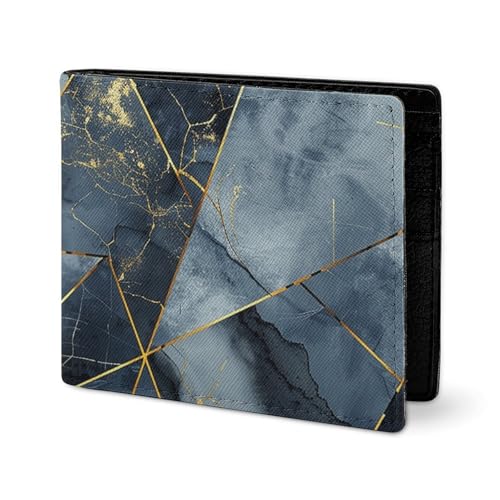 LYHVSFJW Ledergeldbörse für Herren, stilvolle Münzgeldbörse für Damen, schlank und dünn, bunt, tropisches Blättermuster, Bifold Wallet Kartenhalter, Abstrakte Kunstgeometrie, Einheitsgröße von LYHVSFJW