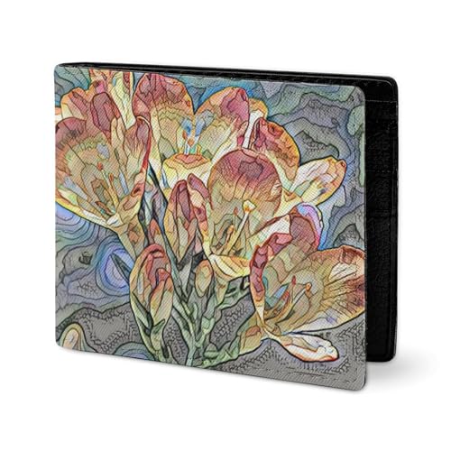 LYHVSFJW Ledergeldbörse für Herren, stilvolle Münzgeldbörse für Damen, schlank und dünn, buntes Pfirsich-Aquarell-Design, Bifold Wallet Kartenhalter, Freesie Schöne Pflanze Blume, Einheitsgröße LYHVSFJW Ledergeldbörse für Herren, stilvolle Münzgeldbörse für Damen, schlank und dünn, buntes Pfirsich-Aquarell-Design, Bifold Wallet Kartenhalter, Freesie Schöne Pflanze Blume, Einheitsgröße von LYHVSFJW