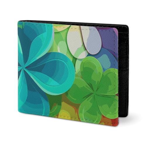 LYHVSFJW Ledergeldbörse für Herren, stilvolle Münzgeldbörse für Damen, schlank und dünn, buntes Pfirsich-Aquarell-Design, Bifold Wallet Kartenhalter, Regenbogen-Kreis-Kleeblatt, Einheitsgröße LYHVSFJW Ledergeldbörse für Herren, stilvolle Münzgeldbörse für Damen, schlank und dünn, buntes Pfirsich-Aquarell-Design, Bifold Wallet Kartenhalter, Regenbogen-Kreis-Kleeblatt, Einheitsgröße von LYHVSFJW