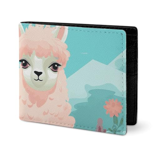 LYHVSFJW Ledergeldbörse für Herren, stilvolle Münzgeldbörse für Damen, schlank und dünn, buntes Pfirsich-Aquarell-Design, Bifold Wallet Kartenhalter, Schönes Alpaka, Einheitsgröße von LYHVSFJW