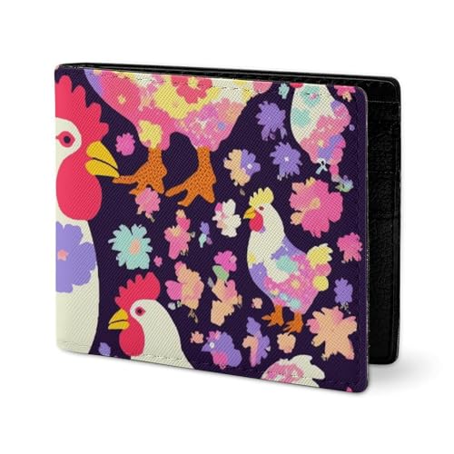 LYHVSFJW Ledergeldbörse für Herren, stilvolle Münzgeldbörse für Damen, schlank und dünn, dunkle und helle Farben, Bifold Wallet Card Holder, Blume Herz Huhn, Einheitsgröße LYHVSFJW Ledergeldbörse für Herren, stilvolle Münzgeldbörse für Damen, schlank und dünn, dunkle und helle Farben, Bifold Wallet Card Holder, Blume Herz Huhn, Einheitsgröße von LYHVSFJW