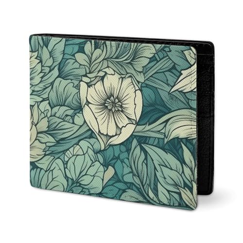 LYHVSFJW Ledergeldbörse für Herren, stilvolle Münzgeldbörse für Damen, schlank und dünn, rot, schwarz, Büffelkaro, Karomuster, Bifold Wallet Kartenhalter, Blätter und Blumen, Einheitsgröße LYHVSFJW Ledergeldbörse für Herren, stilvolle Münzgeldbörse für Damen, schlank und dünn, rot, schwarz, Büffelkaro, Karomuster, Bifold Wallet Kartenhalter, Blätter und Blumen, Einheitsgröße von LYHVSFJW