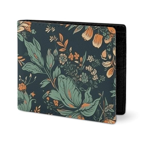 LYHVSFJW Ledergeldbörse für Herren, stilvolle Münzgeldbörse für Damen, schlank und dünn, rot, schwarz, Büffelkaro, Karomuster, Bifold Wallet Kartenhalter, Orangefarbene und grüne Blumen, Einheitsgröße LYHVSFJW Ledergeldbörse für Herren, stilvolle Münzgeldbörse für Damen, schlank und dünn, rot, schwarz, Büffelkaro, Karomuster, Bifold Wallet Kartenhalter, Orangefarbene und grüne Blumen, Einheitsgröße von LYHVSFJW