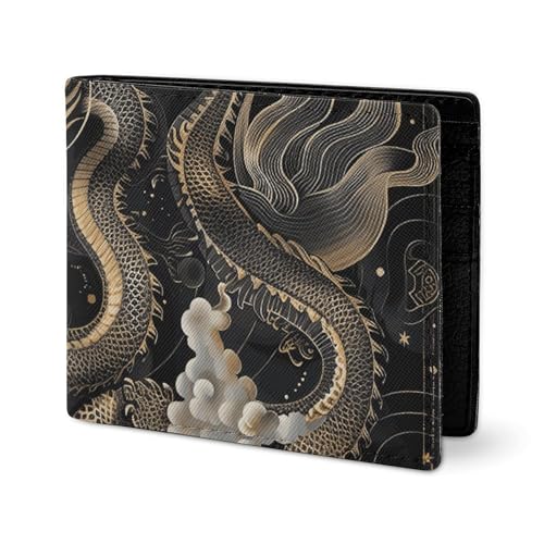 LYHVSFJW Ledergeldbörse für Herren, stilvolle Münzgeldbörse für Damen, schlank und dünn, rot, schwarz, Büffelkaro, kariert, Bifold Wallet Kartenhalter, Schwarzer chinesischer Drache, Einheitsgröße LYHVSFJW Ledergeldbörse für Herren, stilvolle Münzgeldbörse für Damen, schlank und dünn, rot, schwarz, Büffelkaro, kariert, Bifold Wallet Kartenhalter, Schwarzer chinesischer Drache, Einheitsgröße von LYHVSFJW