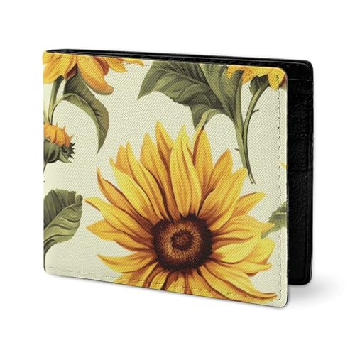 LYHVSFJW Ledergeldbörse für Herren, stilvolle Münzgeldbörse für Damen, schlanke und dünne Musikgitarre, Bifold Wallet Kartenhalter, Sommer Sonnenblume, Einheitsgröße von LYHVSFJW