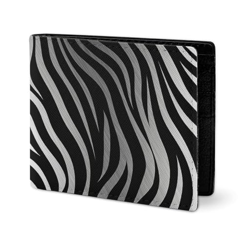 LYHVSFJW Ledergeldbörse für Herren, stilvolle Münzgeldbörse für Damen, schlanke und dünne rote Rose, Zuckerschädel Bifold Wallet Kartenhalter, Zebramuster, Einheitsgröße von LYHVSFJW