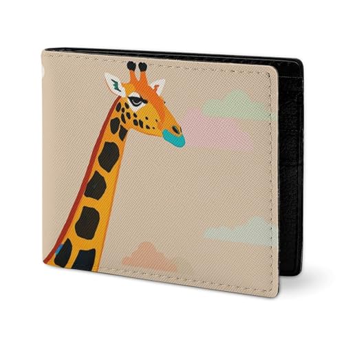 LYHVSFJW Ledergeldbörse für Herren, stilvolle Münzgeldbörse für Damen, schlankes und dünnes Regenbogen-Muster, Bifold Wallet Kartenhalter, Bunte Giraffen-Fans Liebhaber, Einheitsgröße von LYHVSFJW