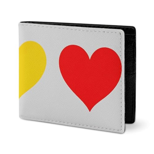 LYHVSFJW Ledergeldbörse für Herren, stilvolle Münzgeldbörse für Damen, schlankes und dünnes Regenbogen-Muster, Bifold Wallet Kartenhalter, Bunte Regenbogen-Herzen, Einheitsgröße von LYHVSFJW