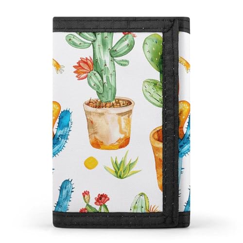 LYHVSFJW Red Dragon Fruit Pattern TriFold Wallet with 8 Card Slots, Slim Zipper Coin Pocket, Divided Billfold for Men Women, Geckos und Kakteen, Einheitsgröße, Modern von LYHVSFJW