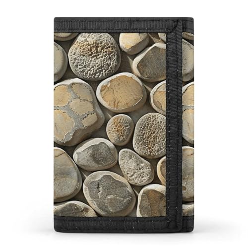 LYHVSFJW Smooth Round Rock TriFold Wallet with 8 Card Slots, Slim Zipper Coin Pocket, Divided Billfold for Men Women, Glatter, runder Rock, Einheitsgröße, Modern von LYHVSFJW