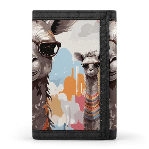 LYHVSFJW Süße Eule Baby TriFold Geldbörse mit 8 Kartenfächern, schlankes Münzfach mit Reißverschluss, geteilte Geldscheine für Männer und Frauen, Niedliche Giraffe mit bunten Sonnenbrillen von LYHVSFJW