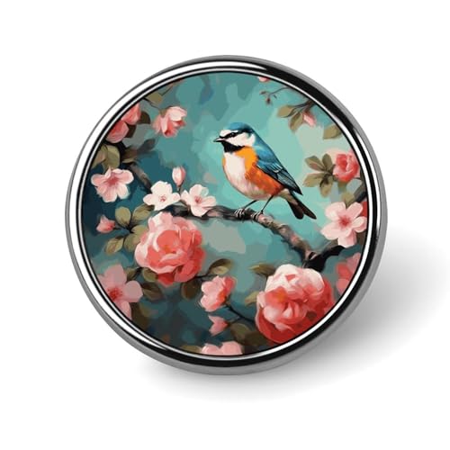 Pärchen Papageien Olive Revers Pin Runde Brosche für Männer & Frauen Legierung Anzug Zubehör, 2,5 cm leichte Krawattennadel, Circular, Aluminium, Kein Edelstein von LYHVSFJW