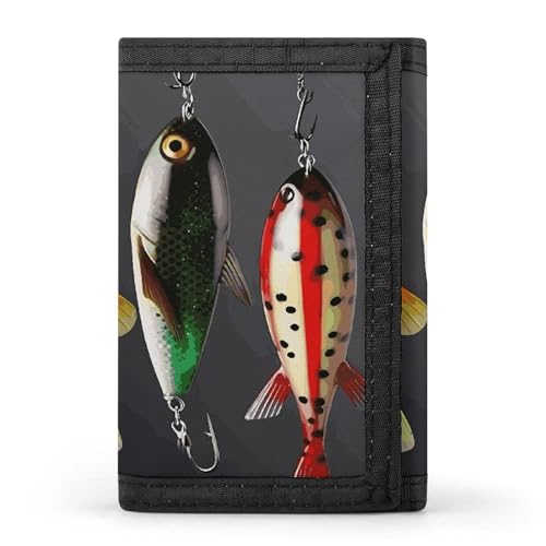 Sea Lighthouse in Sunset TriFold Geldbörse mit 8 Kartenfächern, schlankes Münzfach mit Reißverschluss, geteilte Geldscheine für Männer und Frauen, Verschiedene Arten von Angelködern, Einheitsgröße, von LYHVSFJW