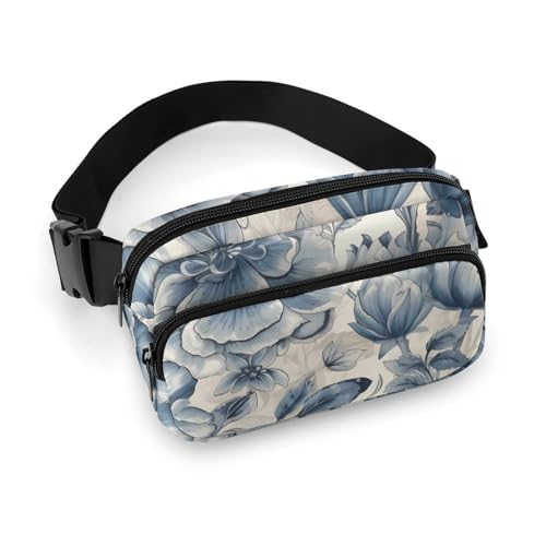 Bauchtaschen mit blauem Blumenmuster für Damen, Crossbody-Tasche für Reisen und Sport, Stil, 20 x 13 cm, Bauchtaschen, Stil:, 20x13cm, Bauchtaschen von LYHVSFZQ