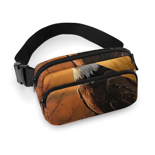 Fanny Packs Golden Sunset Bald Eagle bedruckte Crossbody Taschen für Frauen Crossbody Taschen für Reisen und Sport, Stil, 20 x 13 cm, Hüfttaschen, Stil, 20x13cm, Gürteltaschen, Stil, 20x13cm von LYHVSFZQ